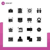 User Interface Pack of 16 Basic Solid Glyphs of partners deal selection cooperation agreement Editable Vector Design Elements