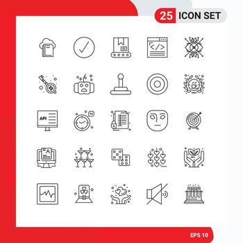 25 iconos creativos signos y símbolos modernos de desarrollo web de aumento bulldozer diseño web codificación elementos de diseño vectorial editables vector