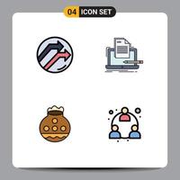 Set of 4 Modern UI Icons Symbols Signs for arrow pot report computer water Editable Vector Design Elements