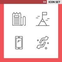 Modern Set of 4 Filledline Flat Colors Pictograph of checkout smart phone payment mountain android Editable Vector Design Elements