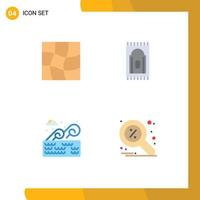 Group of 4 Flat Icons Signs and Symbols for distort holder carpet water find Editable Vector Design Elements