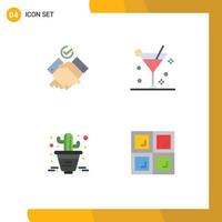 Flat Icon Pack of 4 Universal Symbols of job plant alcohol summer house Editable Vector Design Elements