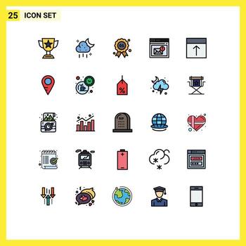 conjunto de pictogramas de 25 colores planos de línea rellena simple de elementos de diseño vectorial editables de la bandeja de entrada del tiempo del correo de alerta de Canadá vector