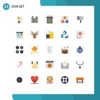 Pictogram Set of 25 Simple Flat Colors of shopping box product perfection money Editable Vector Design Elements