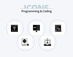 Programming And Coding Glyph Icon Pack 5 Icon Design. computer. app. flowchart. development. coding vector