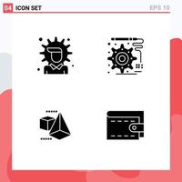 Group of 4 Solid Glyphs Signs and Symbols for economy triangle solution engineering money Editable Vector Design Elements