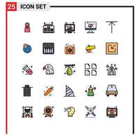 Set of 25 Modern UI Icons Symbols Signs for easter screen sound monitor poll Editable Vector Design Elements