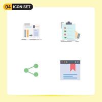 Set of 4 Modern UI Icons Symbols Signs for build clipboard engineer check share Editable Vector Design Elements