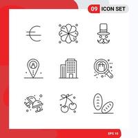 Modern Set of 9 Outlines and symbols such as office outsource movember navigation job Editable Vector Design Elements