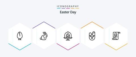 Easter 25 Line icon pack including aester. file. egg. rabbit. bunny vector