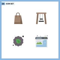 4 iconos creativos signos y símbolos modernos de bolsa vegana niños dieta elementos de diseño vectorial editables gráficos vector