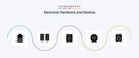 paquete de iconos de glifo 5 de dispositivos que incluye electricidad. dispositivos. cine. cámara. teléfono vector