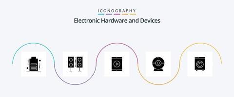 Devices Glyph 5 Icon Pack Including electric. devices. cinema. camera. phone vector