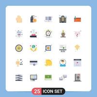 Group of 25 Flat Colors Signs and Symbols for bank check lesson city place Editable Vector Design Elements