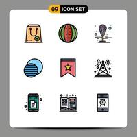 Universal Icon Symbols Group of 9 Modern Filledline Flat Colors of badge space melon science parking Editable Vector Design Elements