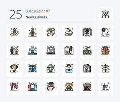 New Business 25 Line Filled icon pack including achievement. hand. pot. growth. love vector