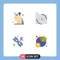 Set of 4 Vector Flat Icons on Grid for art economy user banking genetics Editable Vector Design Elements