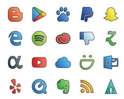 20 Social Media Icon Pack Including smugmug video creative cloud youtube zootool vector