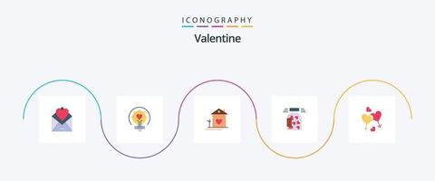 Valentine Flat 5 Icon Pack Including love. valentines. love. valentine. light bulb vector