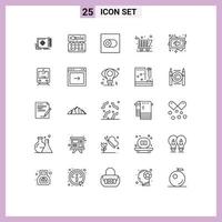 Set of 25 Commercial Lines pack for love frame color shopping cart Editable Vector Design Elements
