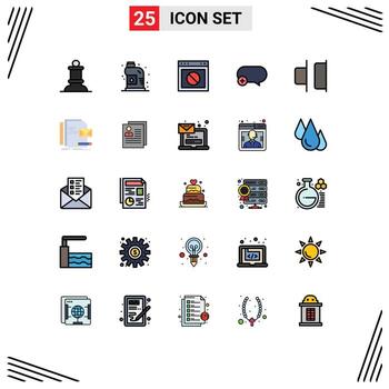 Modern Set of 25 Filled line Flat Colors Pictograph of horizontal add stop message chat Editable Vector Design Elements