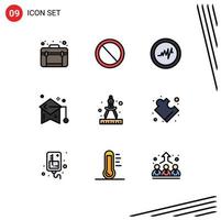 Universal Icon Symbols Group of 9 Modern Filledline Flat Colors of paint compass heart student graduation Editable Vector Design Elements