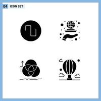 User Interface Pack of 4 Basic Solid Glyphs of sound circle globe marketing measurement Editable Vector Design Elements