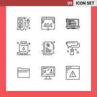 Group of 9 Outlines Signs and Symbols for tank gas code energy script Editable Vector Design Elements