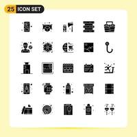 Stock Vector Icon Pack of 25 Line Signs and Symbols for storage hosting point database tool Editable Vector Design Elements