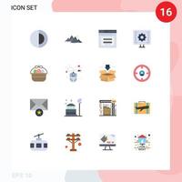 User Interface Pack of 16 Basic Flat Colors of service customer sun contact website Editable Pack of Creative Vector Design Elements