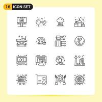 16 iconos creativos signos y símbolos modernos de posición de ambulancia logro de laboratorio elementos de diseño vectorial editables vector