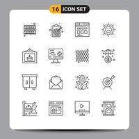 16 Thematic Vector Outlines and Editable Symbols of birthday shinning target beach website Editable Vector Design Elements