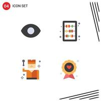 Set of 4 Vector Flat Icons on Grid for eye spy education crime dad Editable Vector Design Elements