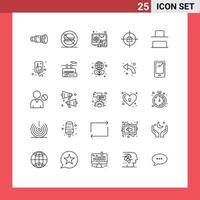 Pack of 25 Modern Lines Signs and Symbols for Web Print Media such as vertical bottom no achievements target Editable Vector Design Elements
