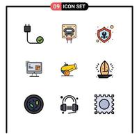 Stock Vector Icon Pack of 9 Line Signs and Symbols for lcd construction public computer repair Editable Vector Design Elements