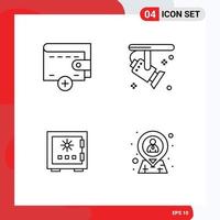 4 Universal Filledline Flat Colors Set for Web and Mobile Applications money deposit bright spotlight safe Editable Vector Design Elements