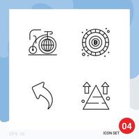 Pack of 4 Modern Filledline Flat Colors Signs and Symbols for Web Print Media such as big up inspiration coin mountain Editable Vector Design Elements