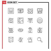 16 Creative Icons Modern Signs and Symbols of guy fawkes avatar estate user online Editable Vector Design Elements