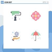 Pack of 4 creative Flat Icons of artistic control creativity anemone flower plan Editable Vector Design Elements