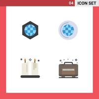 Mobile Interface Flat Icon Set of 4 Pictograms of earth light internet cd case Editable Vector Design Elements