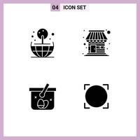 Set of 4 Commercial Solid Glyphs pack for earth egg building market omni Editable Vector Design Elements