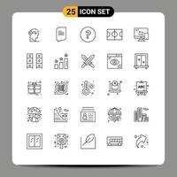 Mobile Interface Line Set of 25 Pictograms of transfer mobile circle computing field Editable Vector Design Elements