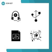 Stock Vector Icon Pack of 4 Line Signs and Symbols for language basket education document online Editable Vector Design Elements