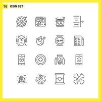 Set of 16 Vector Outlines on Grid for world halloween calendar ghoul text Editable Vector Design Elements