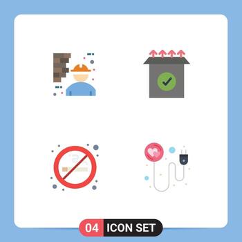 Pictogram Set of 4 Simple Flat Icons of architecture sign man ready air Editable Vector Design Elements