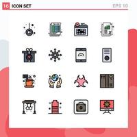 Universal Icon Symbols Group of 16 Modern Flat Color Filled Lines of present gift design rate business Editable Creative Vector Design Elements