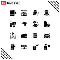 Pack of 16 Modern Solid Glyphs Signs and Symbols for Web Print Media such as efforts business garbage arrow irish Editable Vector Design Elements