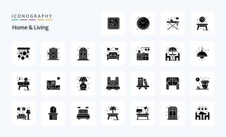 25 Home And Living Solid Glyph icon pack vector