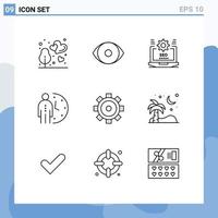 Universal Icon Symbols Group of 9 Modern Outlines of person management seo deadline configuration Editable Vector Design Elements