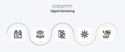 paquete de iconos de línea 5 de marketing digital que incluye conexión. red. dólar. registro. red vector